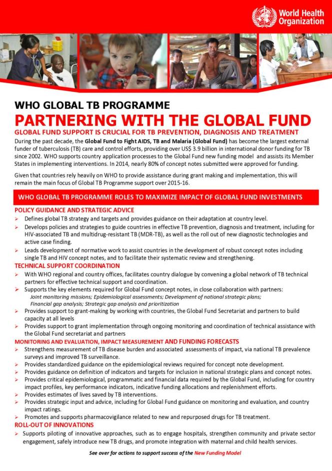 WHO Global TB Programme: Partnering with The Global Fund