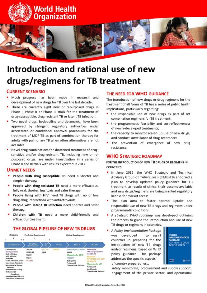 Introduction and Rational Use of New Drugs and Drug Regimens for TB Treatment