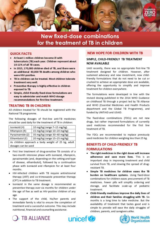 New Fixed-Dose Combinations for the Treatment of TB in Children
