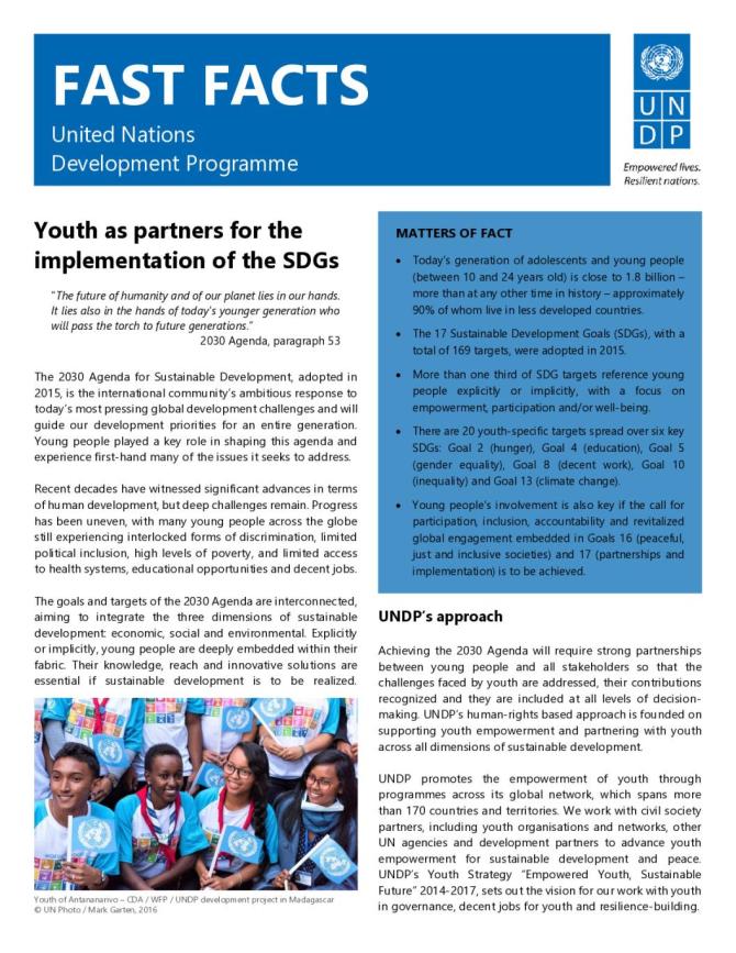 Fast Facts: Youth as Partners for the Implementation of the SDGs