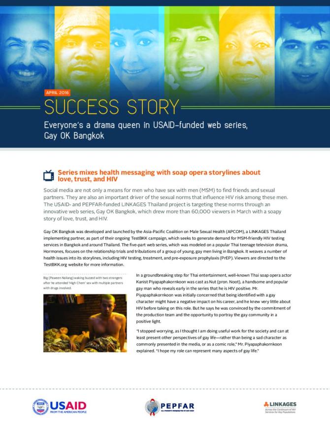 Success Stories: Everyone a Drama Queen in USAID-funded Web Series, Gay OK Bangkok