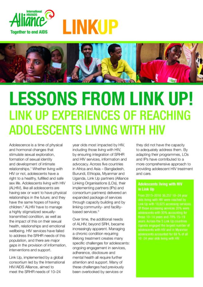 Link Up Experiences of Reaching Adolescents Living with HIV