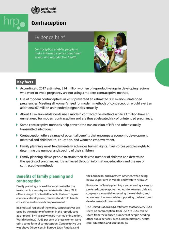 Contraception - Evidence Brief