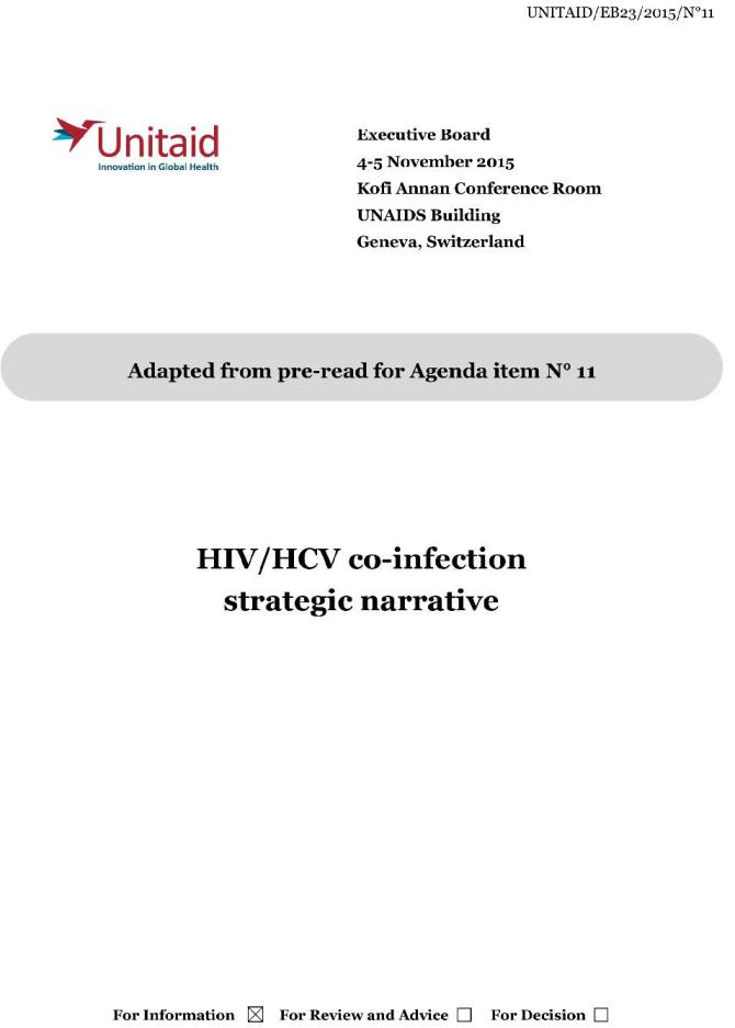 Unitaid: HIV/HCV Co-infection Strategic Narrative