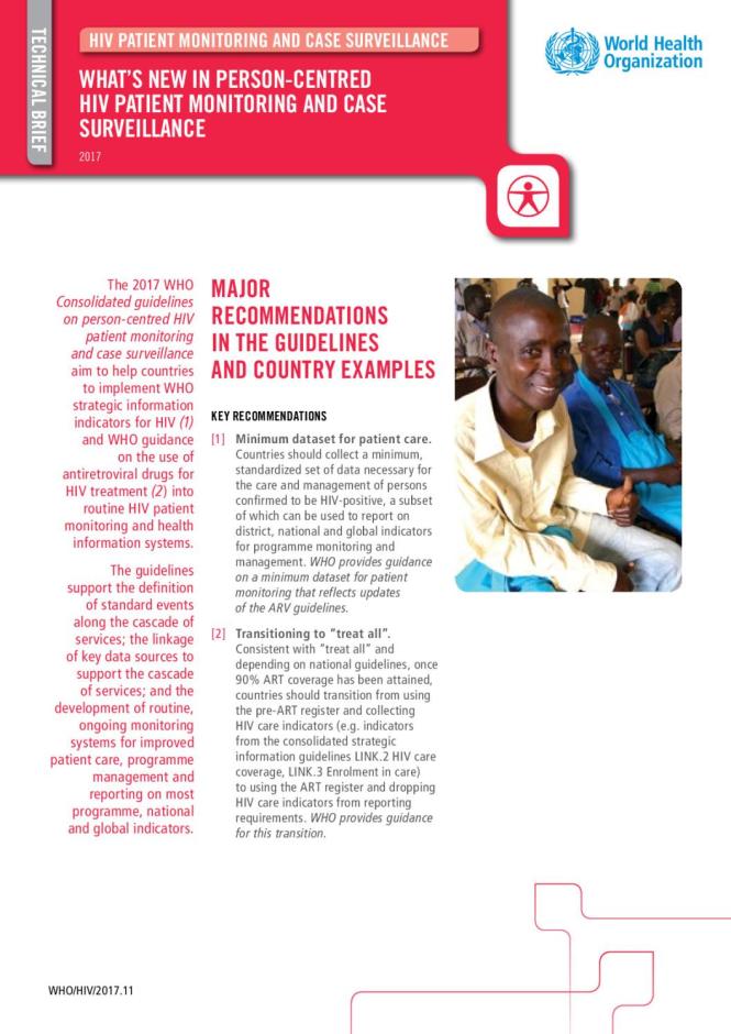 Consolidated Guidelines on Person-Centred HIV Patient Monitoring and Case Surveillance: Technical Brief