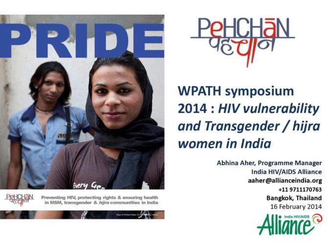 WPATH Symposium 2014: HIV Vulnerability and Transgender / Hijra Women in India