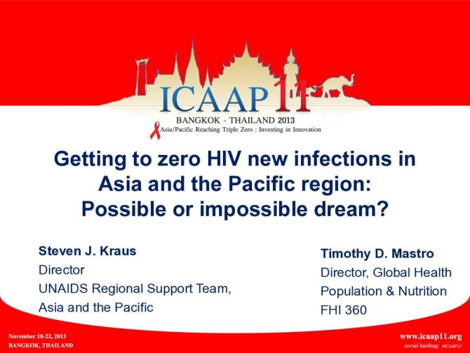 Getting to Zero HIV New Infections in Asia and the Pacific Region: Possible or Impossible Dream?