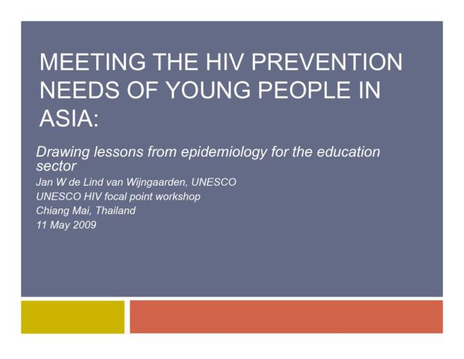 Meeting the HIV Prevention Needs of Young People in Asia: Drawing Lessons from Epidemiology for the Education Sector