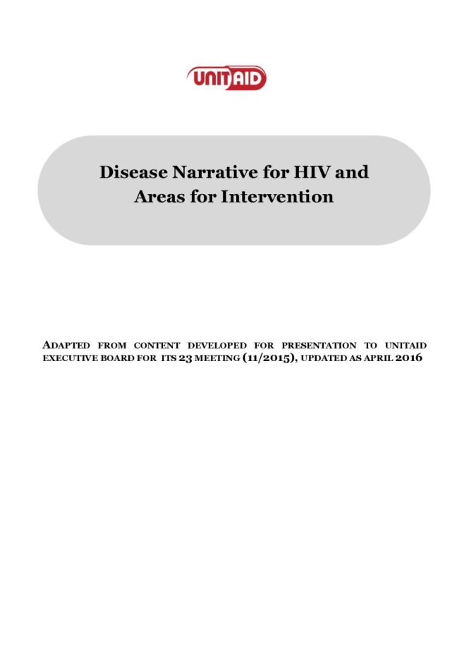 Disease Narrative for HIV and Areas for Intervention