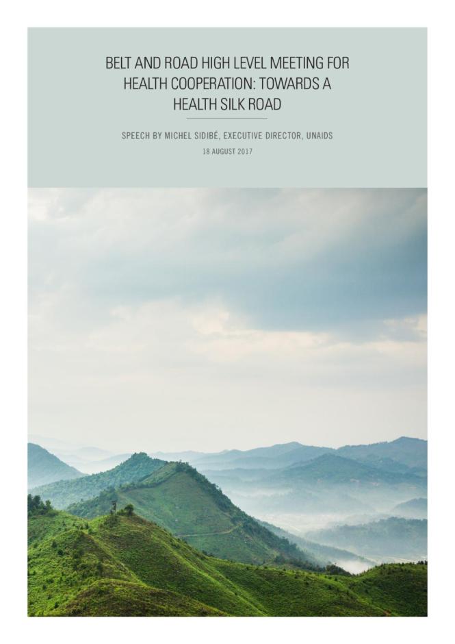Belt and Road High-level Meeting for Health Cooperation — Speech by Michel Sidibé, UNAIDS Executive Director