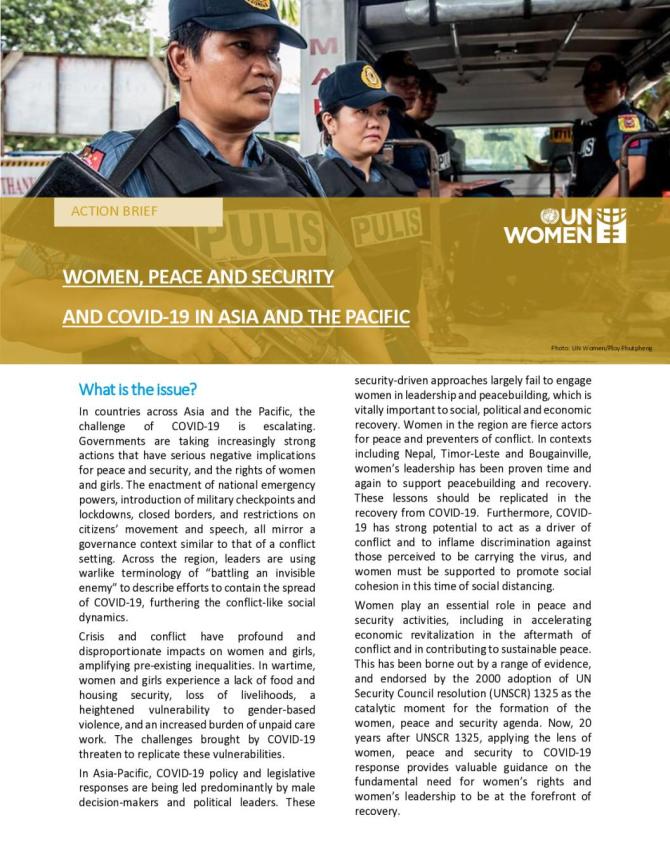 Women, Peace and Security and COVID-19 in Asia and the Pacific. UN Women. (2020)
