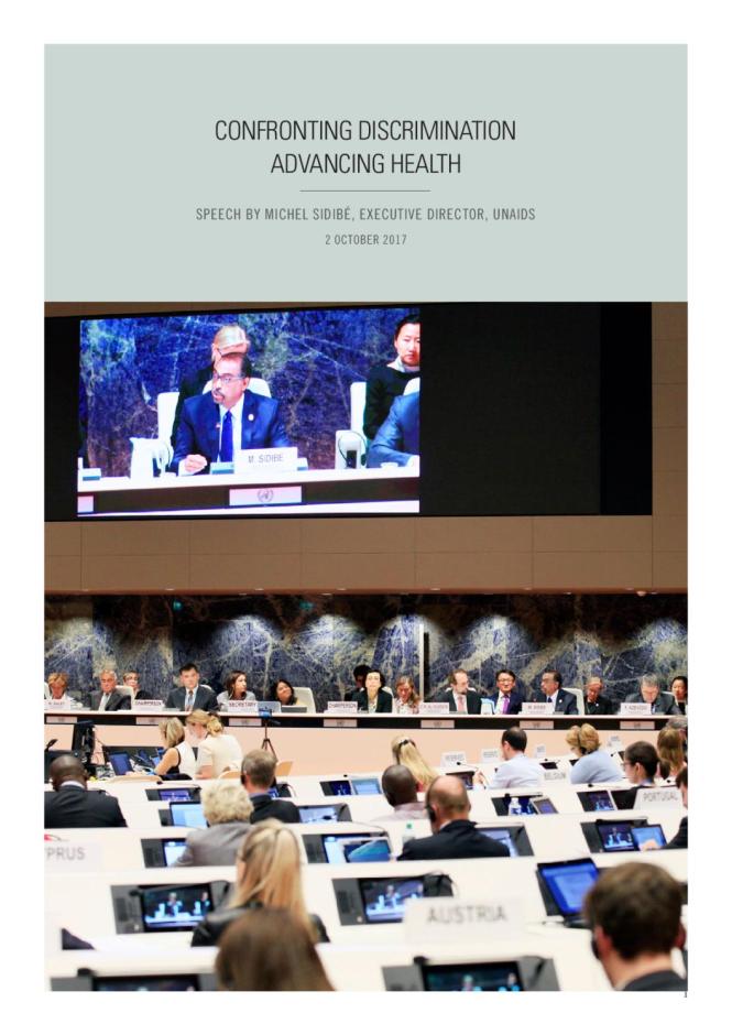 Confronting Discrimination Advancing Health — Speech by Michel Sidibé, Executive Director, UNAIDS