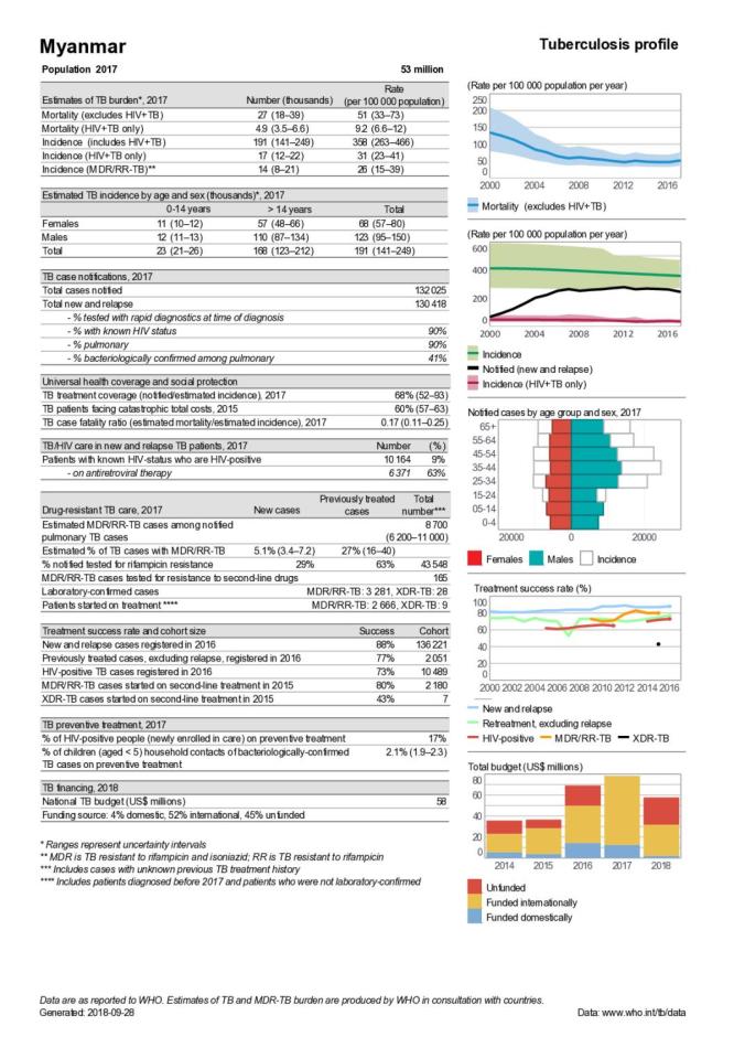 Myanmar Tuberculosis Country Profile 2018