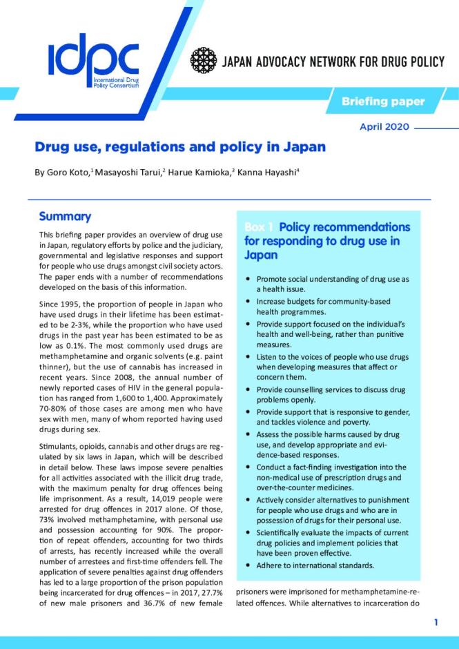 Drug Use, Regulations and Policy in Japan