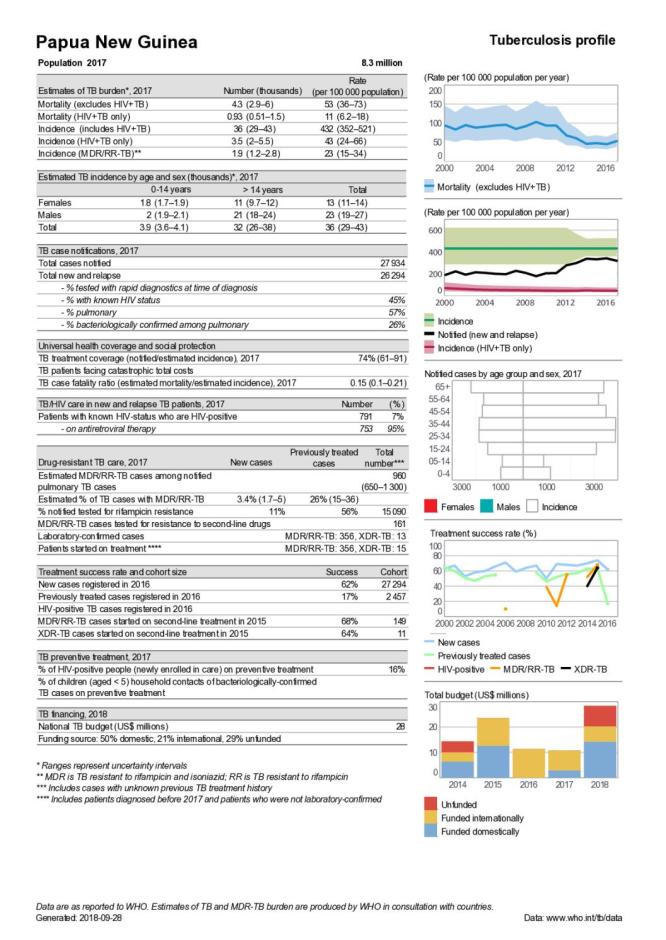 Papua New Guinea Tuberculosis Country Profile 2018