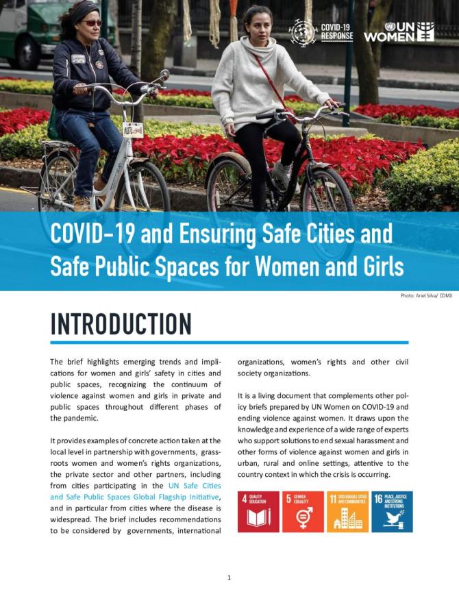 COVID-19 and Ensuring Safe Cities and Safe Public Spaces for Women and Girls