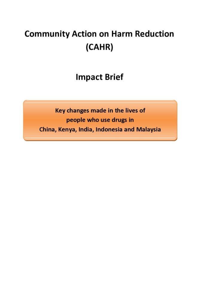 Key Changes Made in the Lives of People who Use Drugs in China, Kenya, India, Indonesia and Malaysia