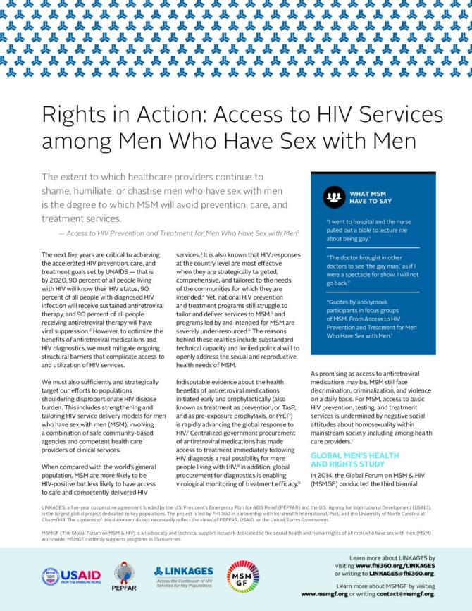 Rights in Action: Access to HIV Services among Men Who Have Sex with Men