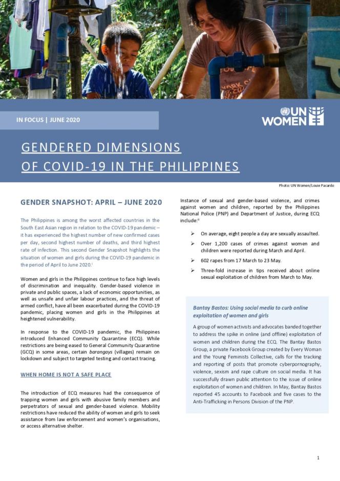Philippines, COVID-19, violence, women and girls, gender equality, health