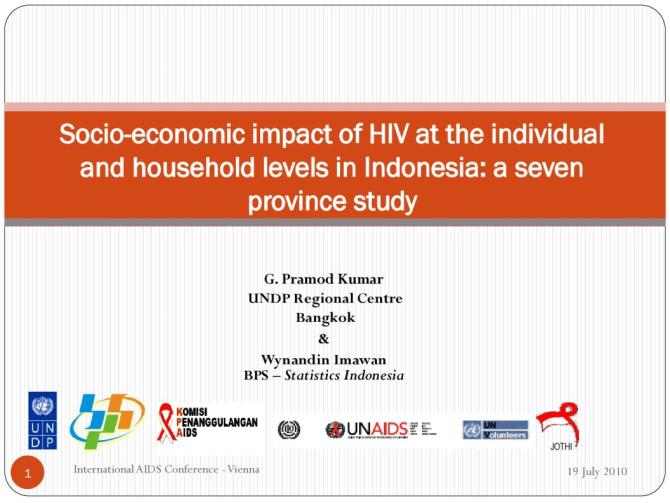 Socio-Economic Impact of HIV at the Individual and Household Levels in Indonesia: A Seven Province Study