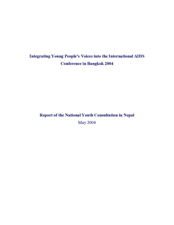 Integrating Young People’s Voices into the International AIDS Conference in Bangkok: Report of the National Youth Consultation in Nepal