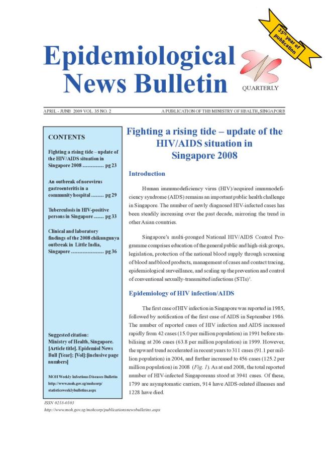 Fighting a Rising Tide: Update of the HIV/AIDS Situation in Singapore 2008