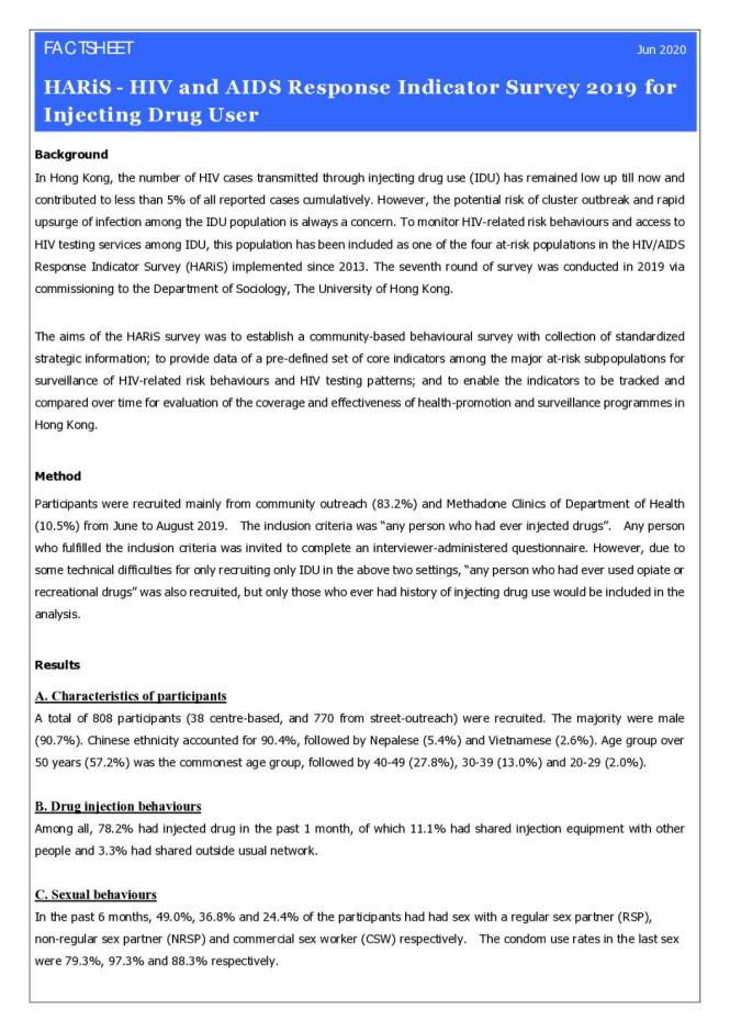 HARiS - HIV and AIDS Response Indicator Survey 2019 for Injecting Drug User