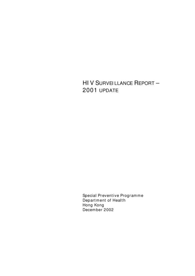 Hong Kong HIV Surveillance Report - 2001 Update