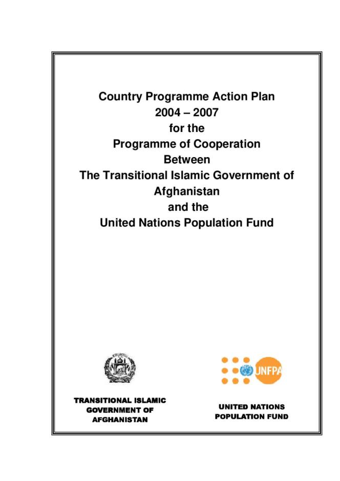 Country Programme Action Plan 2004–2007 for the Programme of Cooperation