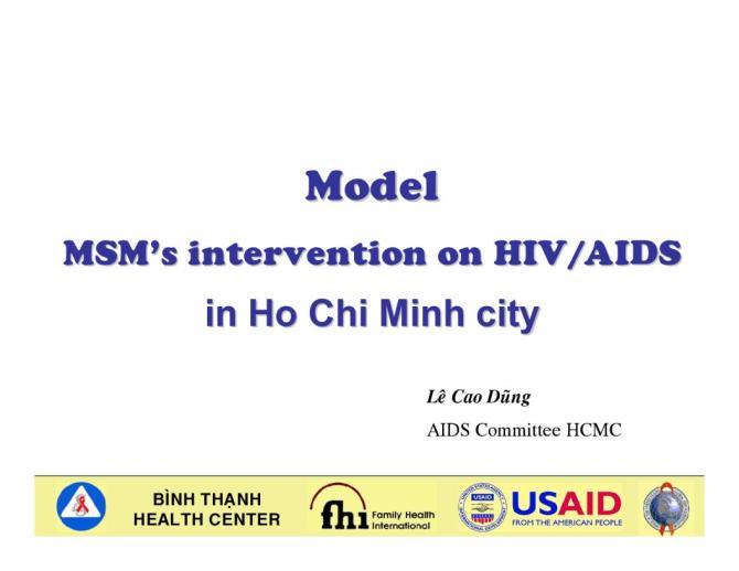 Model MSM’s Intervention on HIV/AIDS in Ho Chi Minh City