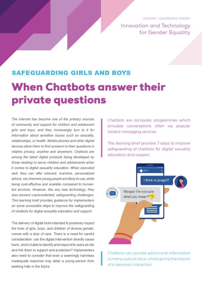 Safeguarding Girls and Boys: When Chatbots Answer their Private Questions
