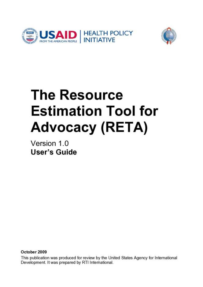The Resource Estimation Tool for Advocacy (RETA): User's Guide (Version 1)