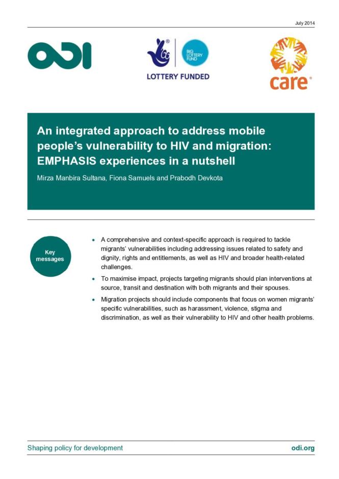 An Integrated Approach to Address Mobile People's Vulnerability to HIV and Migration: EMPHASIS Experiences in a Nutshell