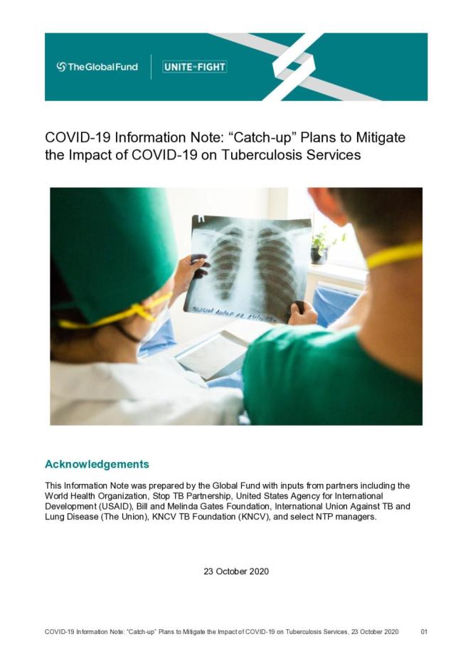 COVID-19 Information Note: “Catch-up” Plans to Mitigate the Impact of COVID-19 on Tuberculosis Services