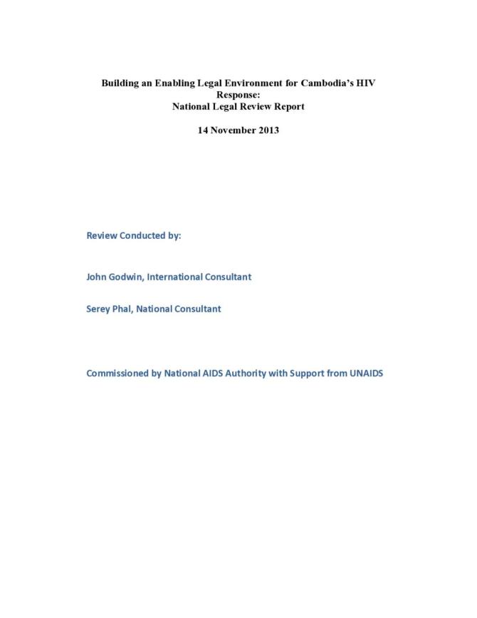 Building an Enabling Legal Environment for Cambodia's HIV Response: National Legal Review Report