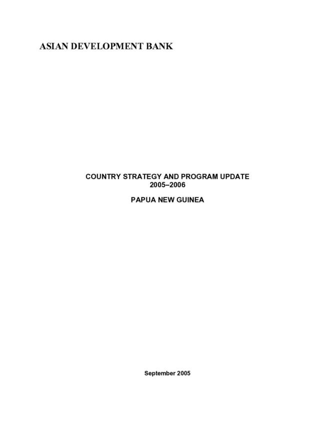 Country Strategy and Program Update 2005–2006: Papua New Guinea