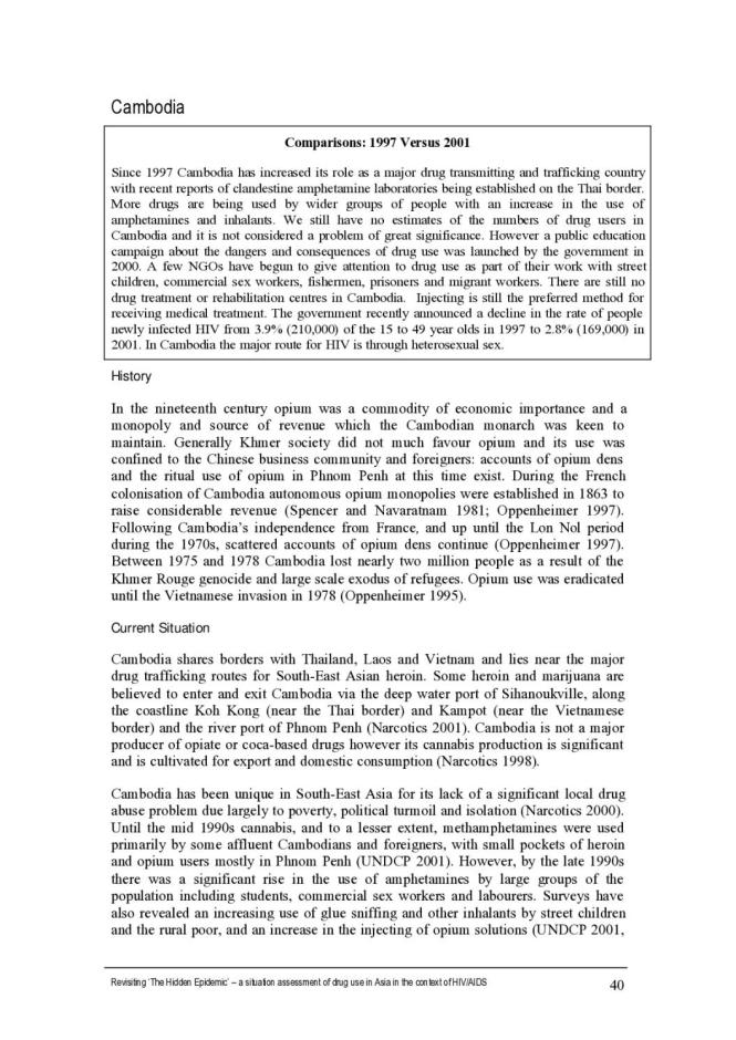 Revisiting 'The Hidden Epidemic': A Situation Assessment of Drug Use in Asia in the Context of HIV
