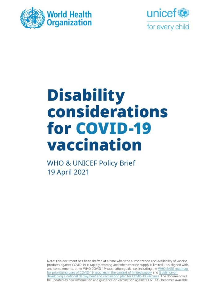 Disability Considerations for COVID-19 Vaccination