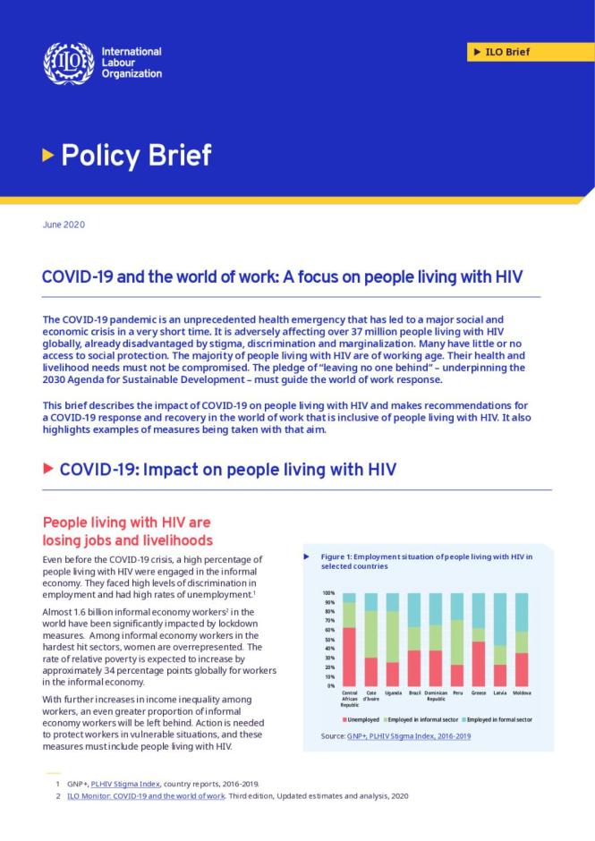 COVID-19 and The World of Work: A Focus on People Living with HIV