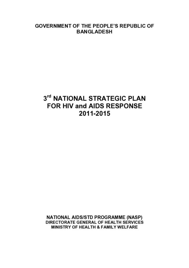 3rd National Strategic Plan for HIV and AIDS Response (2011-2015): Bangladesh