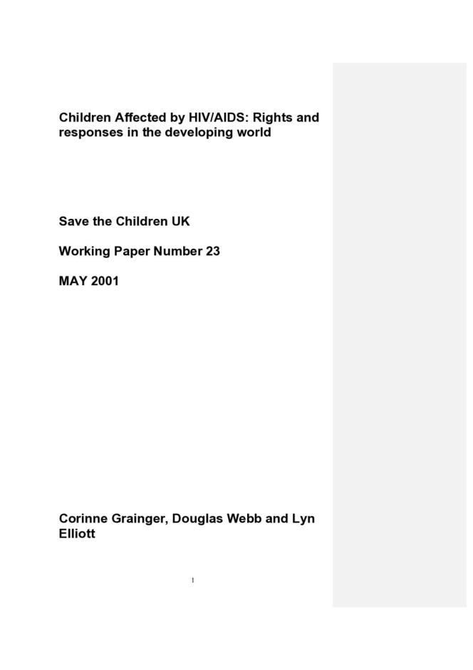 Children Affected by HIV/AIDS: Rights and Responses in the Developing World