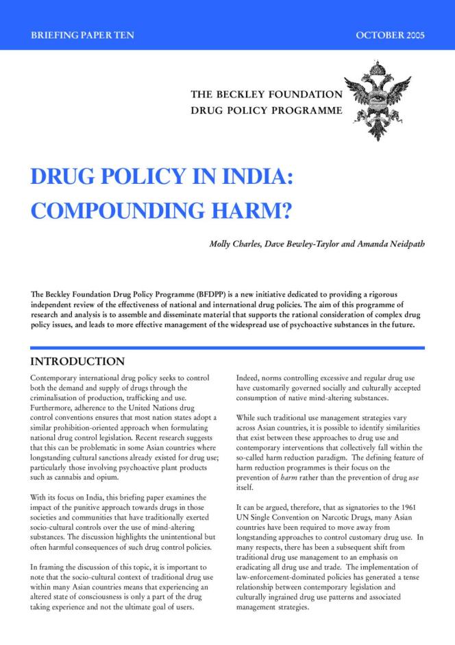 Drug Policy in India 2005: Compounding Harms