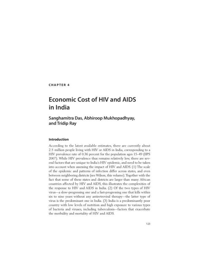 Economic Cost of HIV and AIDS in India