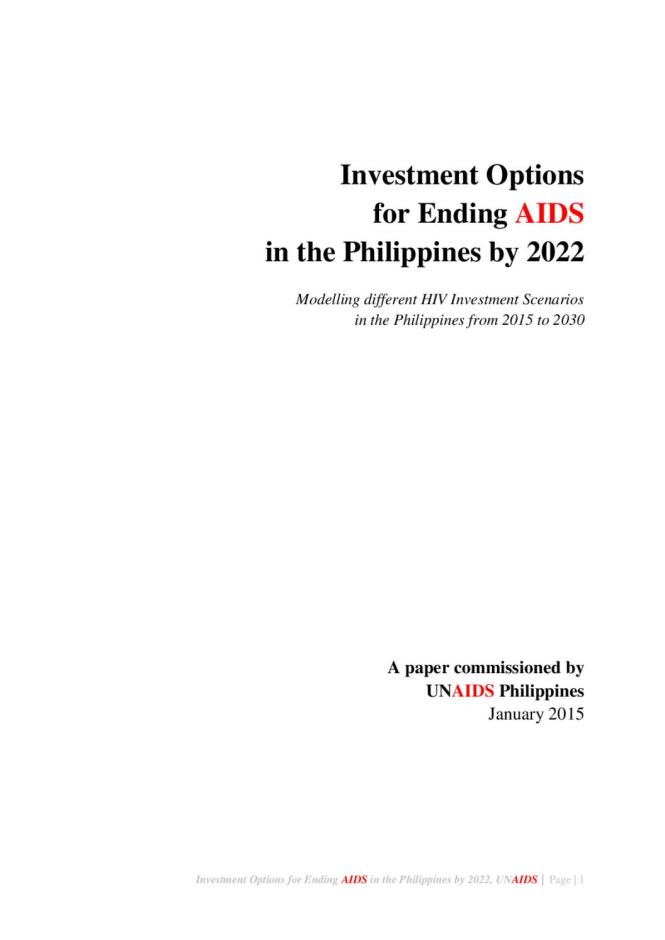 Investment Options for Ending AIDS in the Philippines by 2022