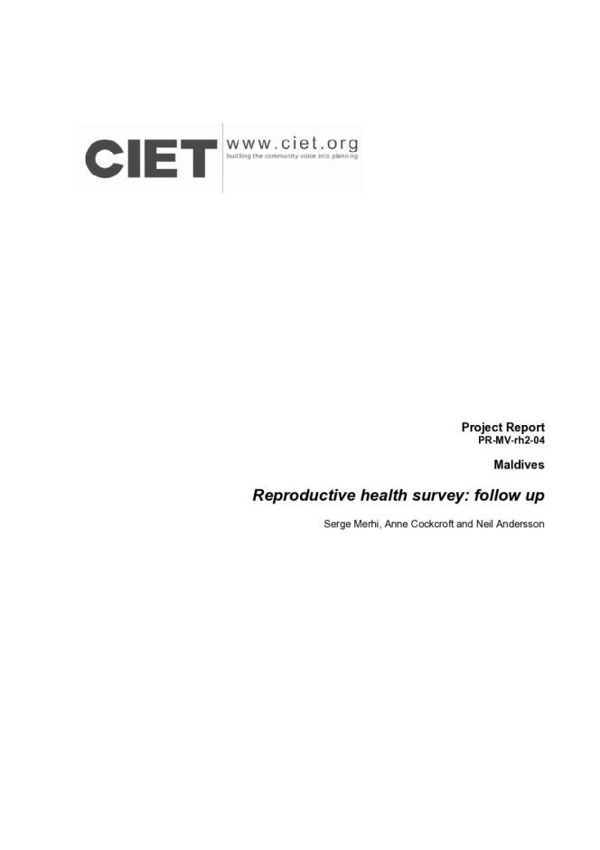 Republic of Maldives: Reproductive Health Survey 2004
