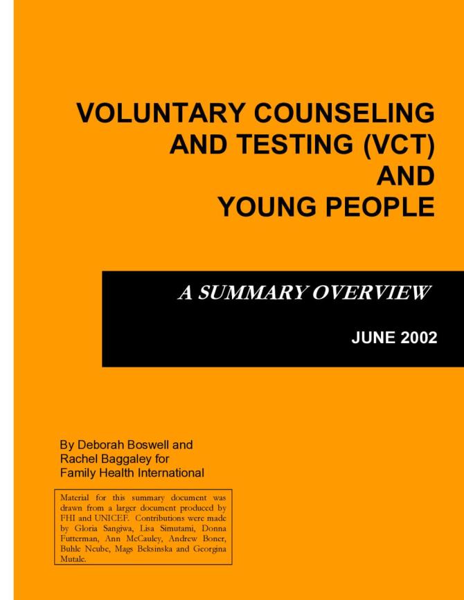 Voluntary Counseling and Testing and Young people: A Summary Overview