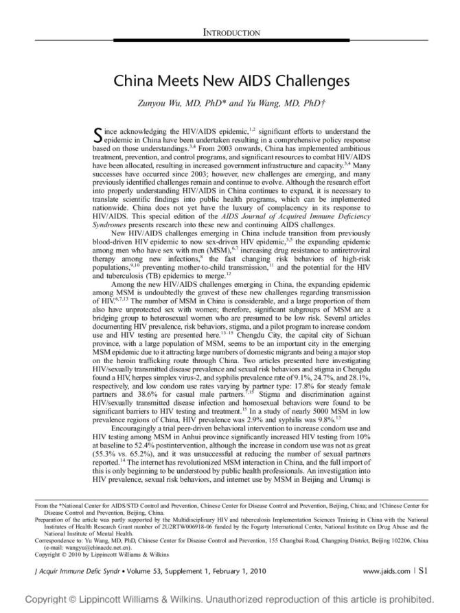 China Meets New AIDS Challenges