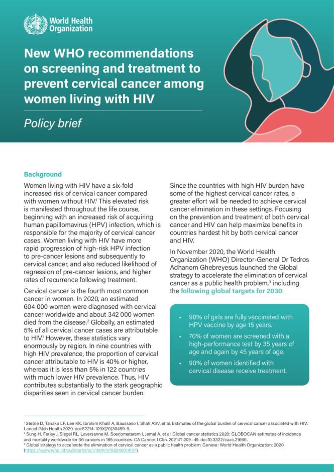 New WHO Recommendations on Screening and Treatment to Prevent Cervical Cancer among Women Living with HIV