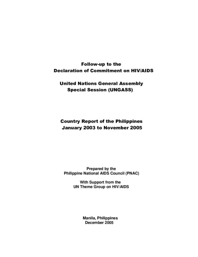 Philippines: UNGASS Country Progress Report (January 2003-November 2005)