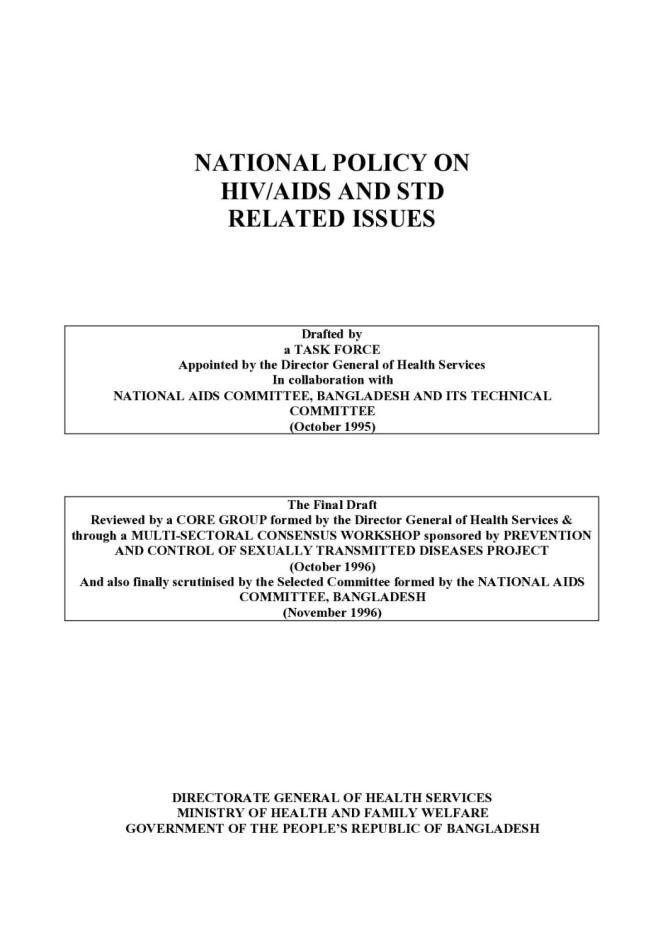 Bangladesh: National Policy on HIV/AIDS and STD Related Issues